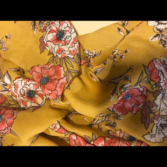 Floral Boho Cold Shoulder Mustard Yellow Romper S - Picture 3 of 3